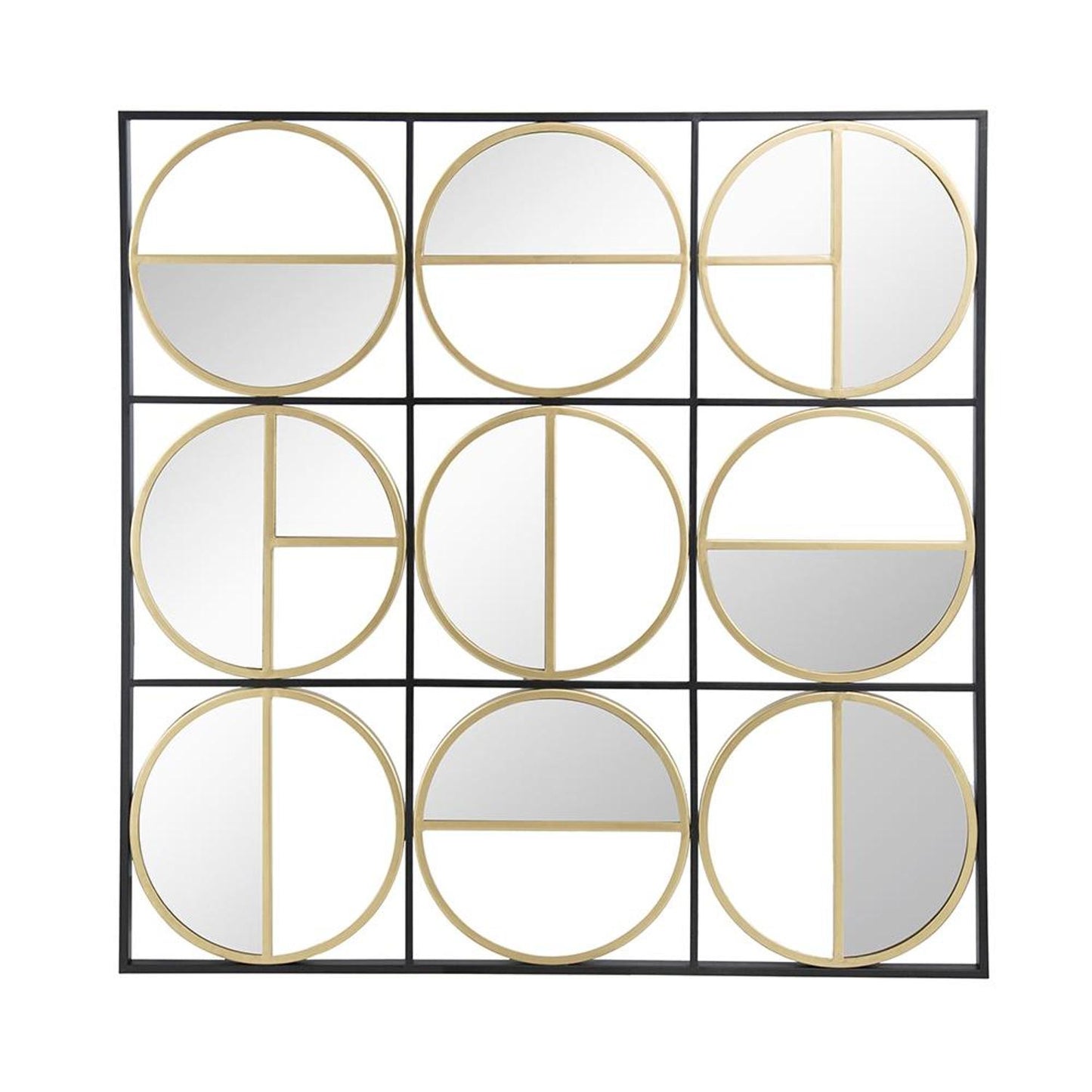 36" Black and Gold Square Iron Framed Accent Mirror - Homeroots - Flyclothing LLC