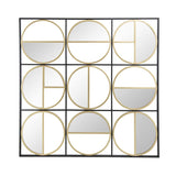 36" Black and Gold Square Iron Framed Accent Mirror - Homeroots - Flyclothing LLC
