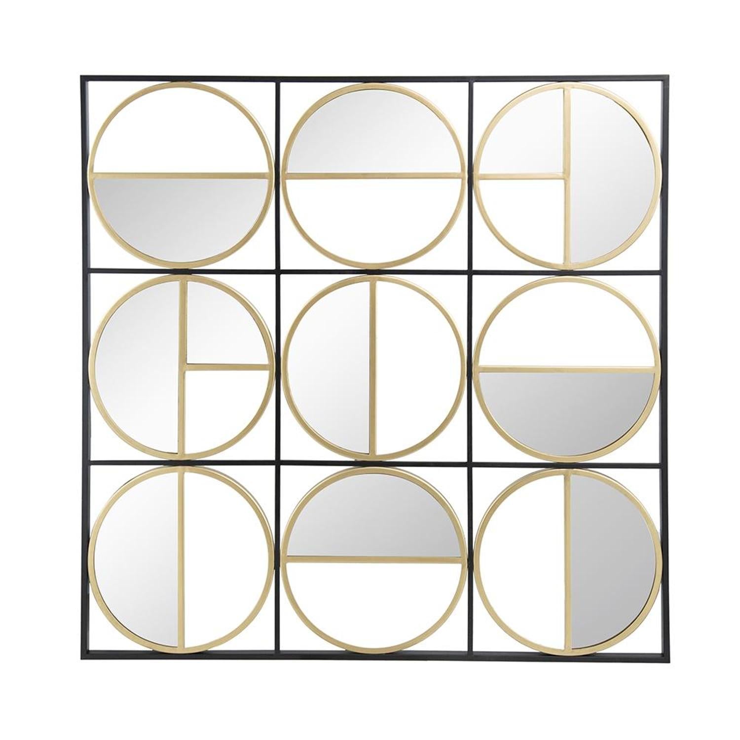 36" Black and Gold Square Iron Framed Accent Mirror - Homeroots - Flyclothing LLC