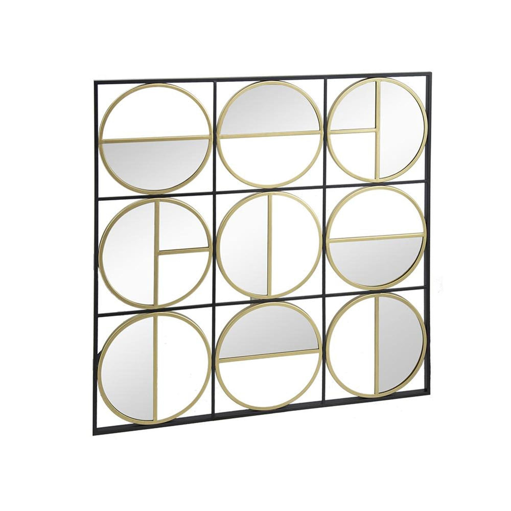 36" Black and Gold Square Iron Framed Accent Mirror - Homeroots - Flyclothing LLC