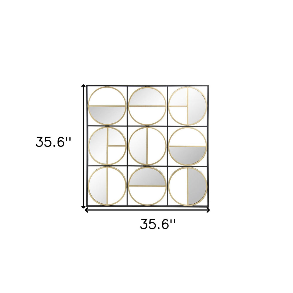36" Black and Gold Square Iron Framed Accent Mirror - Homeroots - Flyclothing LLC