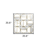 36" Black and Gold Square Iron Framed Accent Mirror - Homeroots - Flyclothing LLC