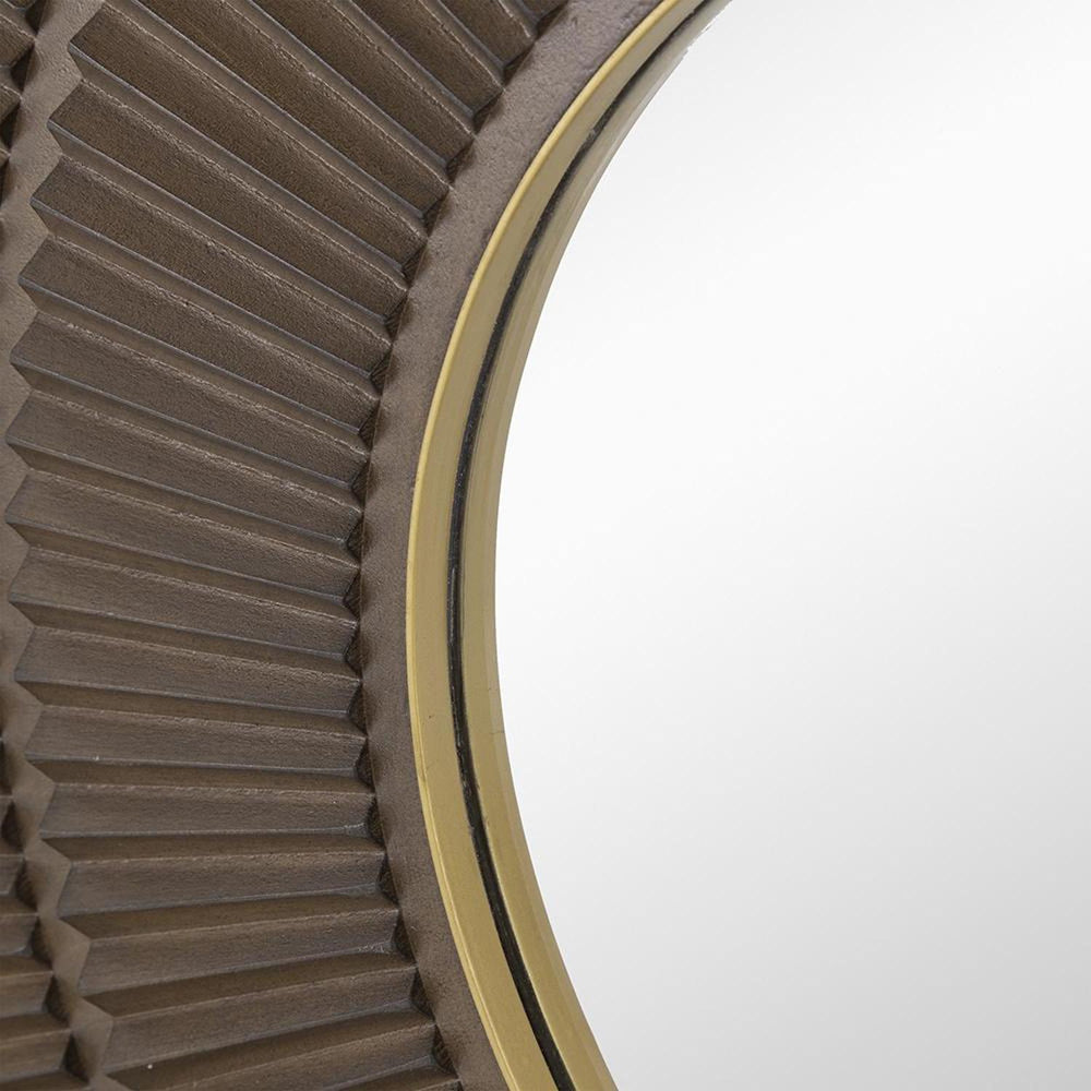 32" Brown and Gold Round Manufactured Wood and Metal Framed Accent Mirror - Homeroots - Flyclothing LLC