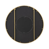 32" Brown and Gold Round Manufactured Wood and Metal Framed Accent Mirror - Homeroots