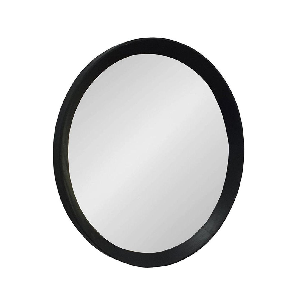 20" Black Round Wood Framed Accent Mirror - Homeroots - Flyclothing LLC