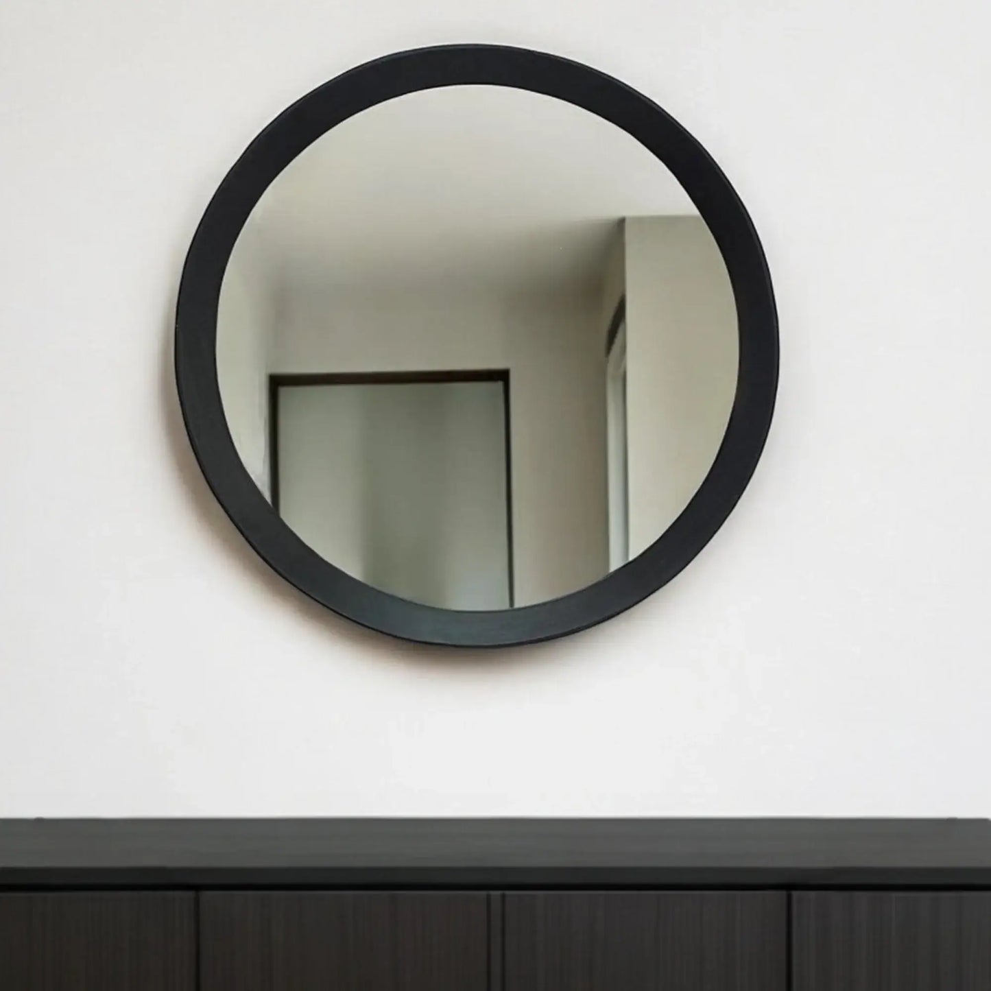 20" Black Round Wood Framed Accent Mirror - Homeroots - Flyclothing LLC