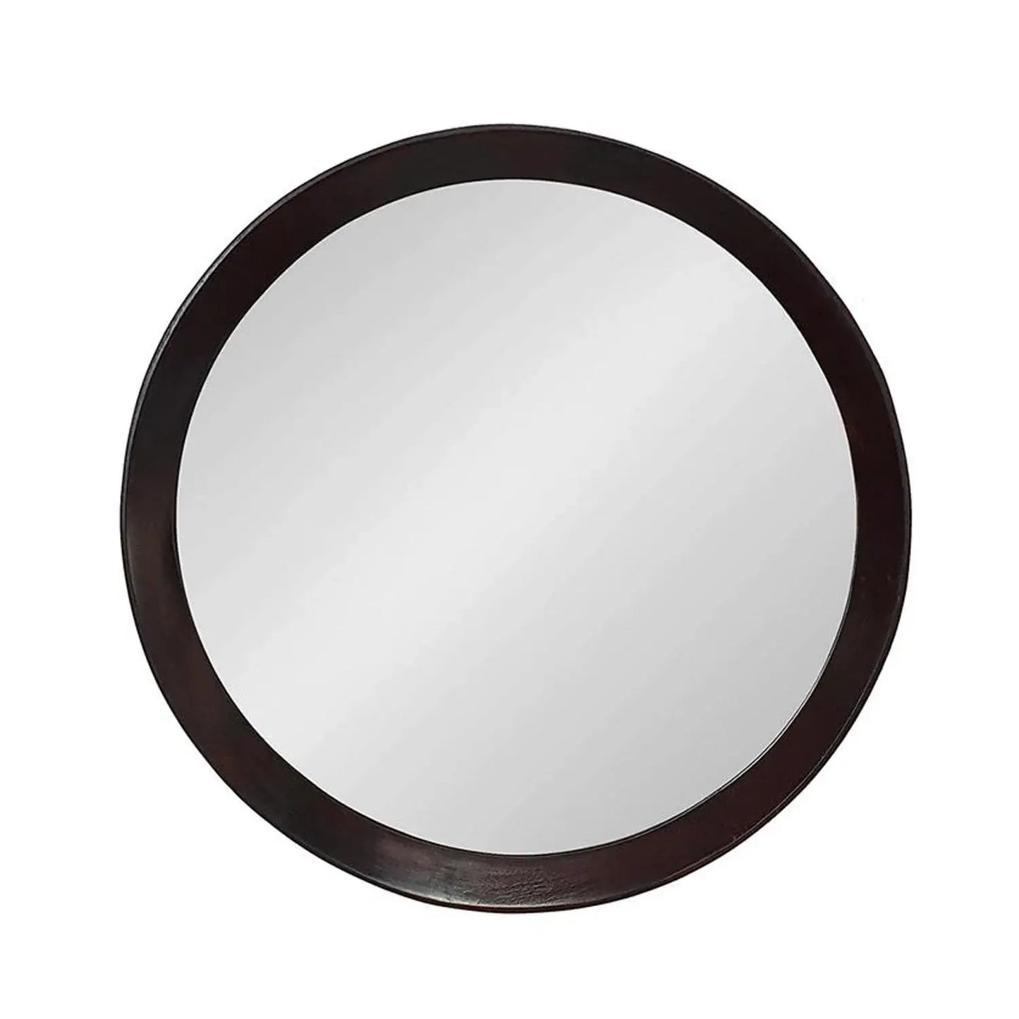 20" Dark Brown Round Wood Framed Accent Mirror - Homeroots - Flyclothing LLC