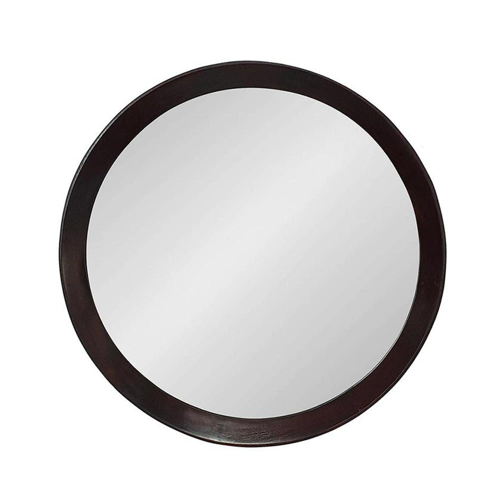 20" Dark Brown Round Wood Framed Accent Mirror - Homeroots - Flyclothing LLC