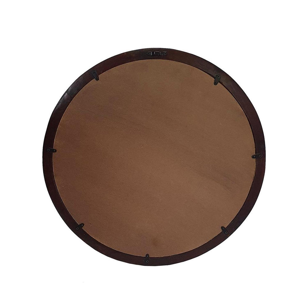 20" Dark Brown Round Wood Framed Accent Mirror - Homeroots - Flyclothing LLC