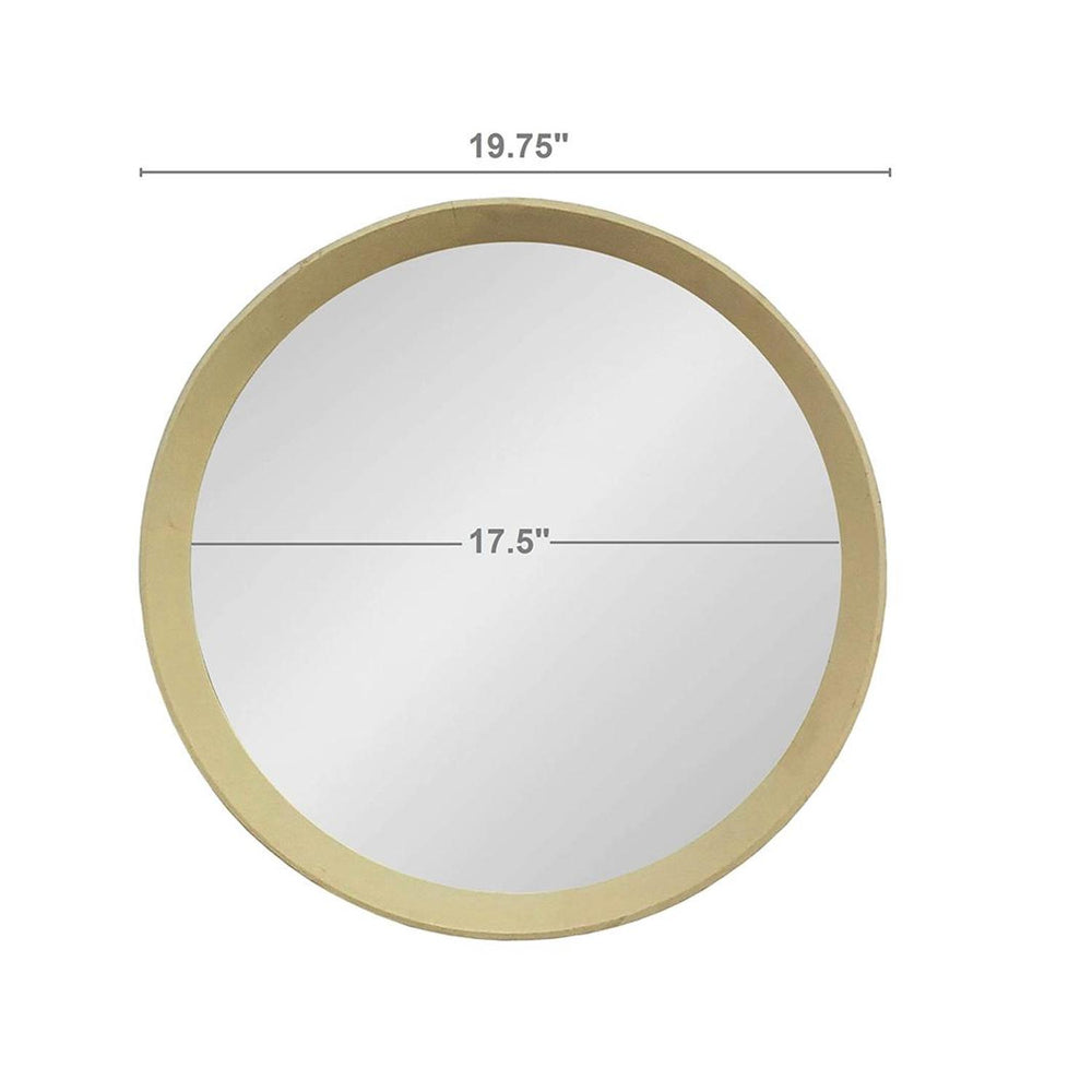 20" Cream Round Wood Framed Accent Mirror - Homeroots - Flyclothing LLC