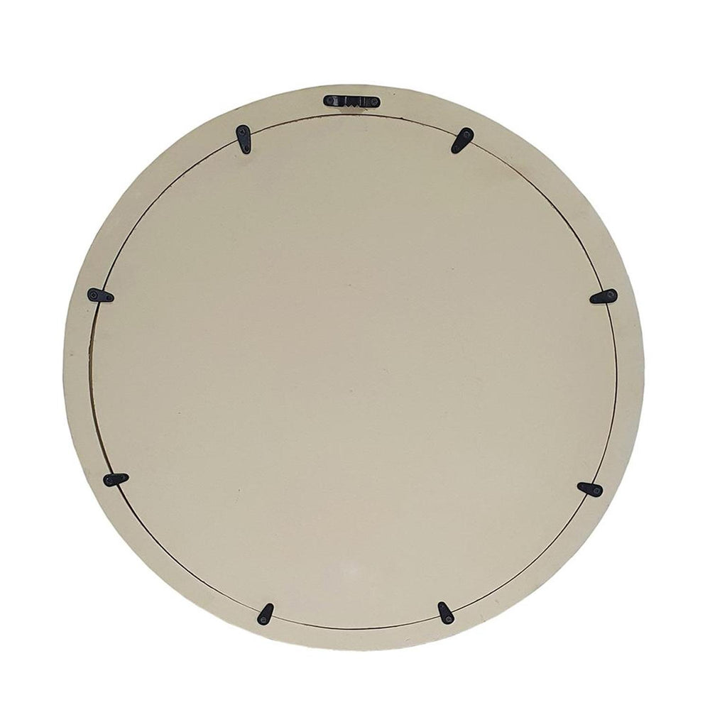 20" Cream Round Wood Framed Accent Mirror - Homeroots - Flyclothing LLC