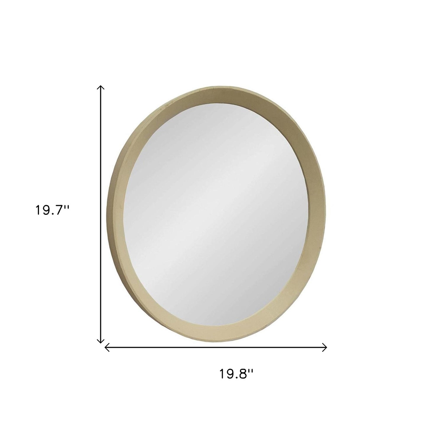 20" Cream Round Wood Framed Accent Mirror - Homeroots - Flyclothing LLC