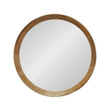 20" Natural Round Wood Framed Accent Mirror - Homeroots - Flyclothing LLC