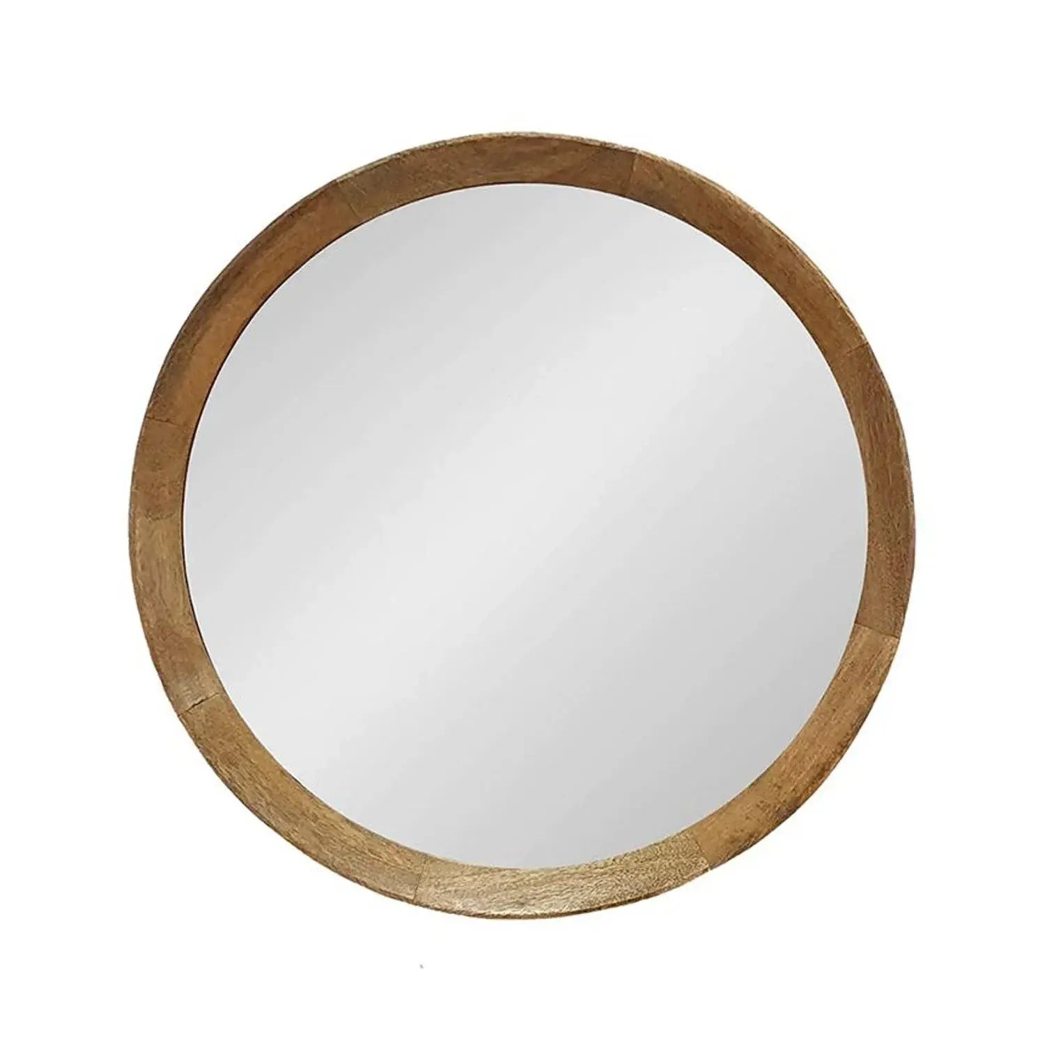 20" Natural Round Wood Framed Accent Mirror - Homeroots - Flyclothing LLC