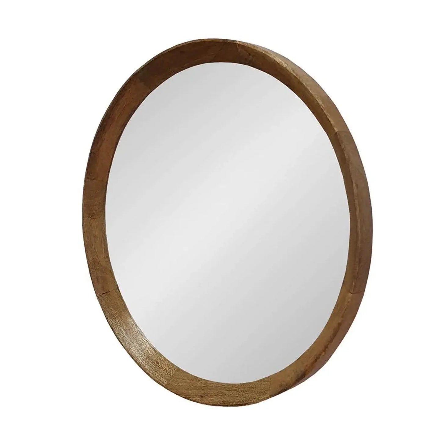 20" Natural Round Wood Framed Accent Mirror - Homeroots - Flyclothing LLC