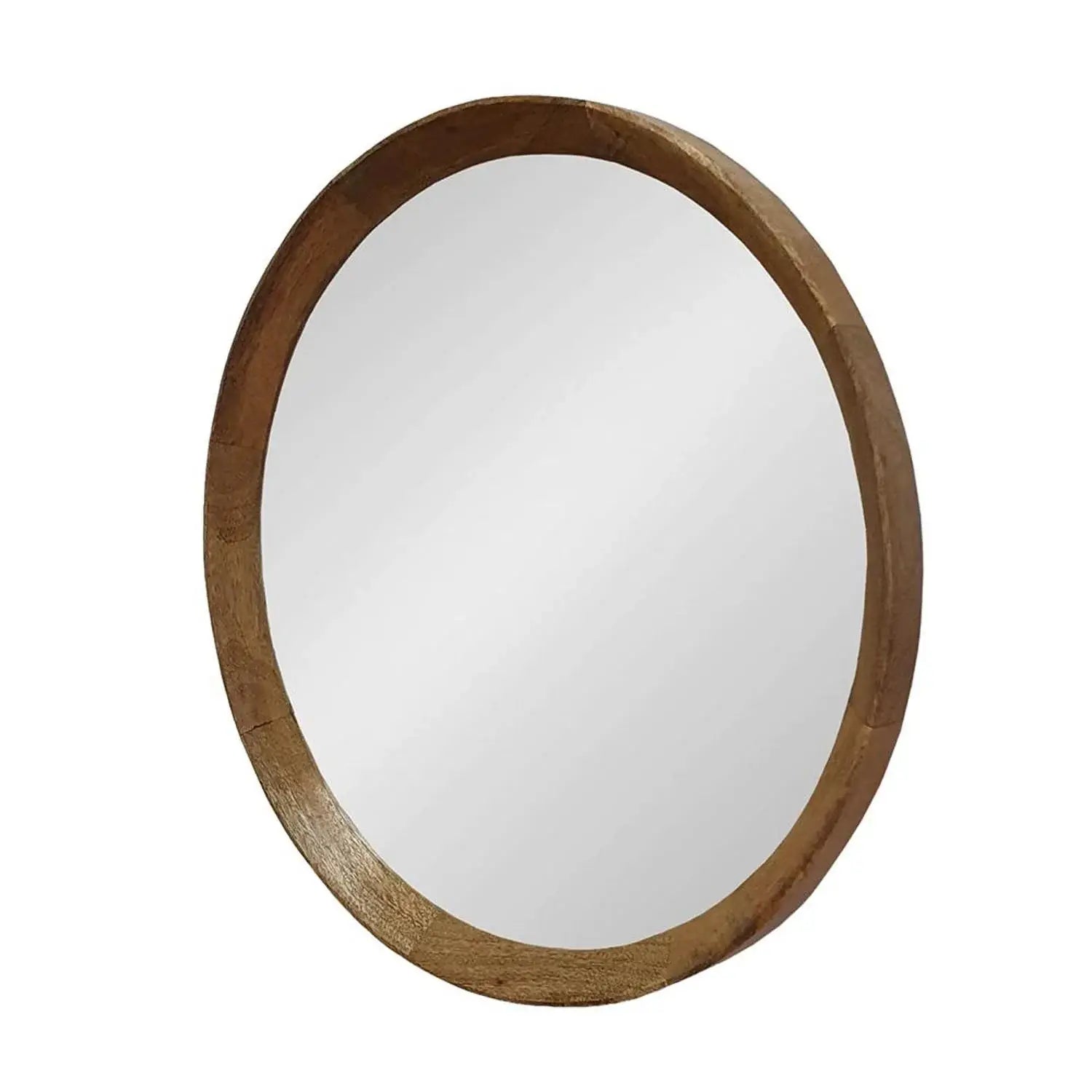 20" Natural Round Wood Framed Accent Mirror - Homeroots - Flyclothing LLC