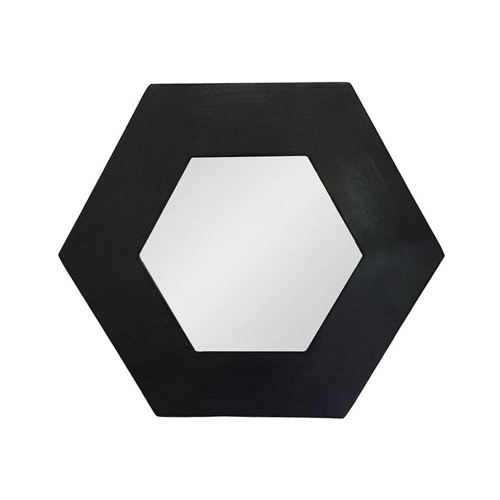19" Black Hexagon Wood Framed Accent Mirror - Homeroots - Flyclothing LLC