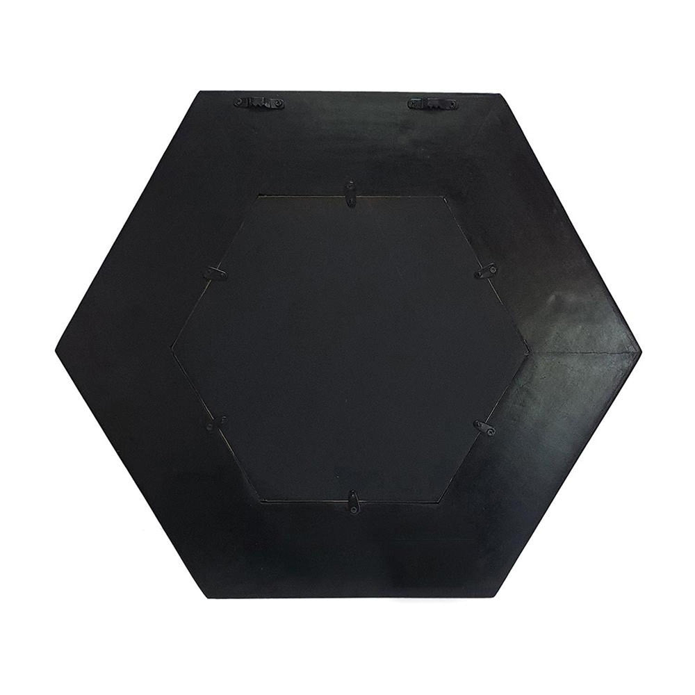 19" Black Hexagon Wood Framed Accent Mirror - Homeroots - Flyclothing LLC