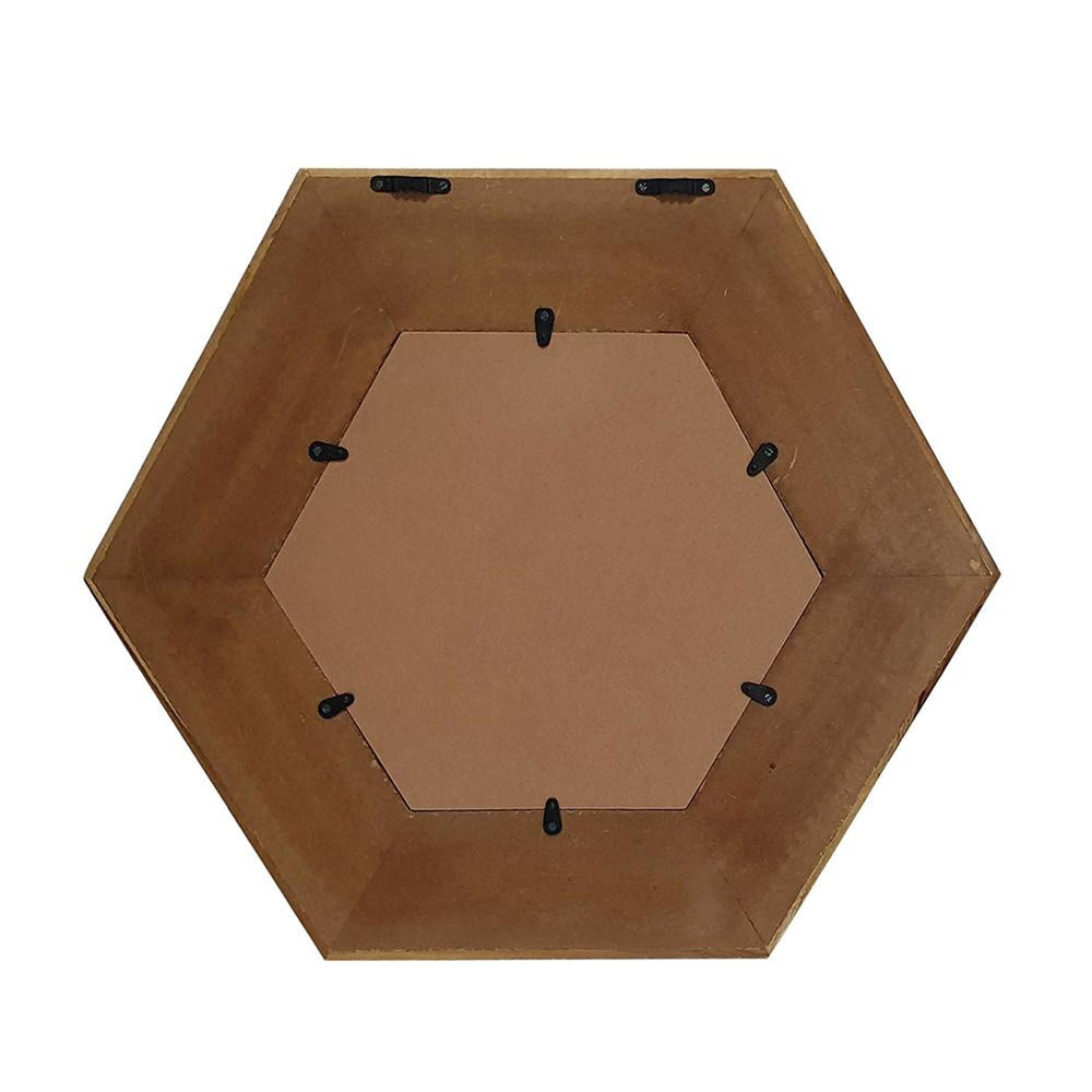 19" Natural Hexagon Solid Wood Framed Accent Mirror - Homeroots - Flyclothing LLC