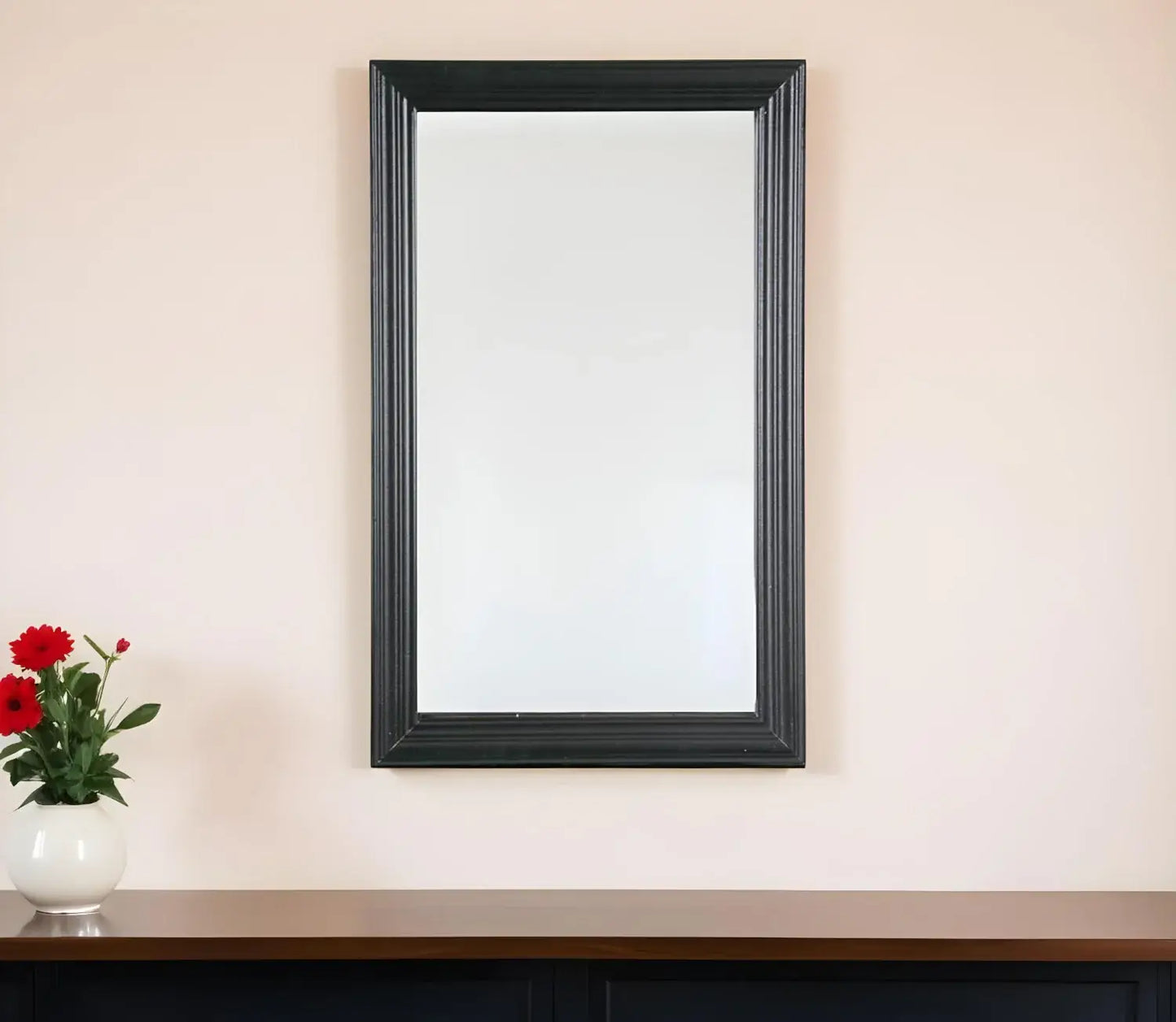 26" Black Beveled Lines Framed Accent Mirror - Homeroots - Flyclothing LLC