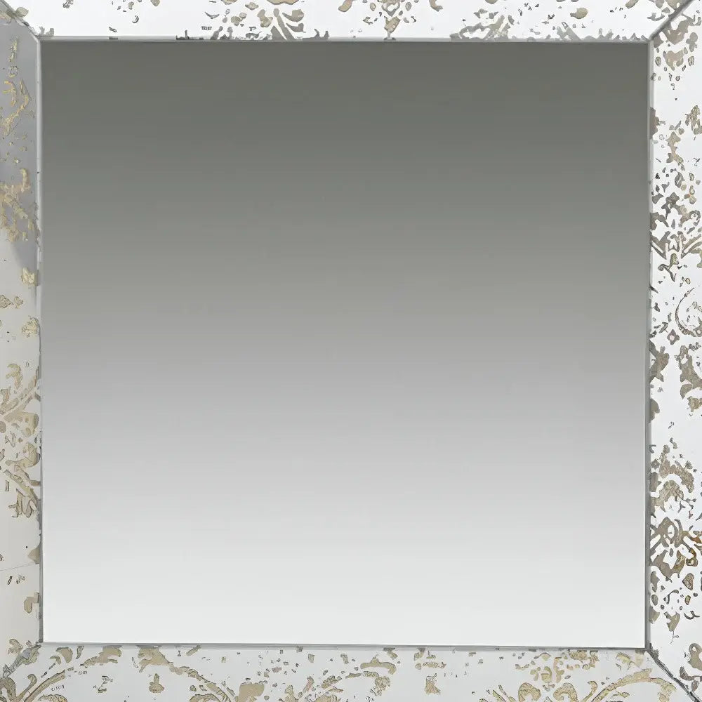 15" Brown Square Framed Antiqued Damask Accent Mirror - Homeroots - Flyclothing LLC