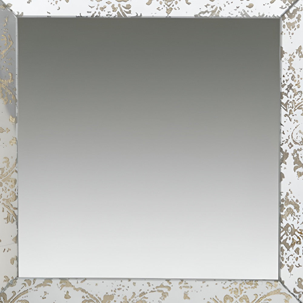 15" Brown Square Framed Antiqued Damask Accent Mirror - Homeroots - Flyclothing LLC