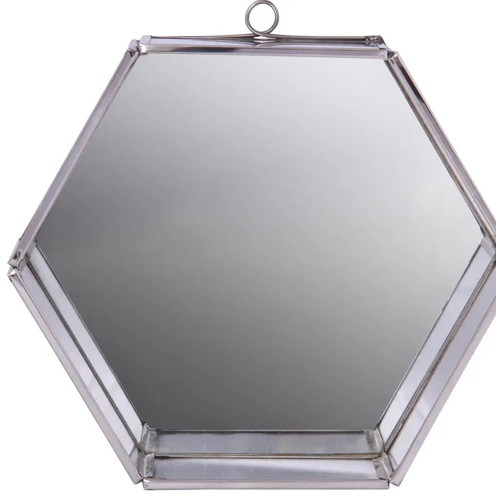 8" Silver Hexagon Steel Framed Accent Mirror - Homeroots - Flyclothing LLC