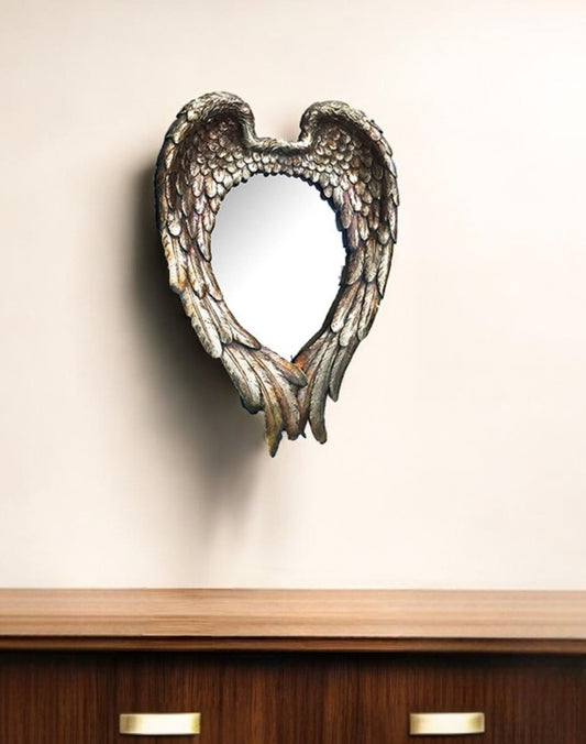 22" Antiqued Gold Heart Resin Framed Accent Mirror