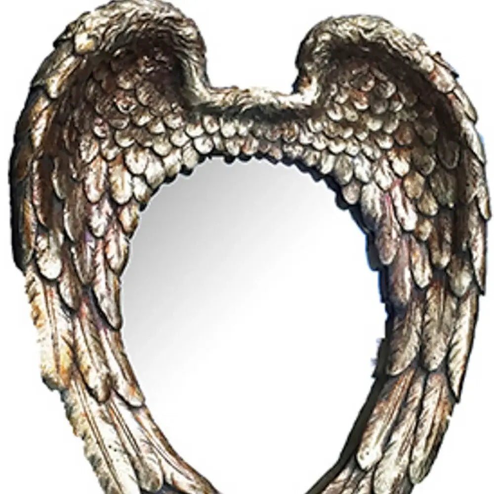 16" Antiqued Gold Heart Resin Framed Accent Mirror - Homeroots - Flyclothing LLC