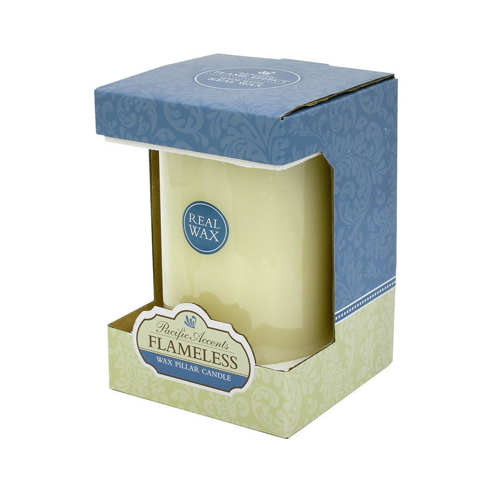 6" Ivory Flameless Pillar Candle - Homeroots - Flyclothing LLC