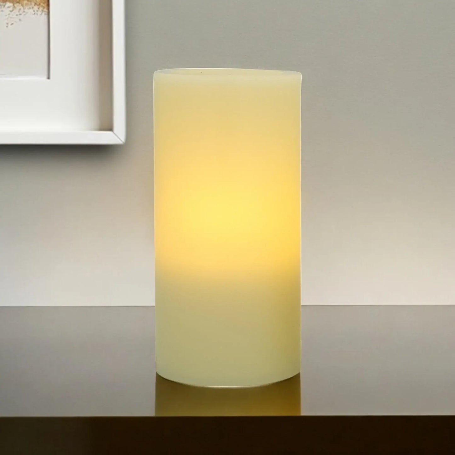 8" Ivory Flameless Pillar Candle - Homeroots - Flyclothing LLC