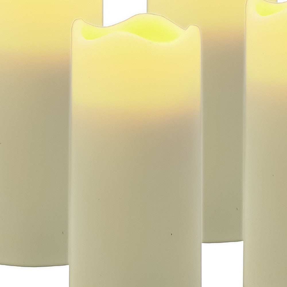 Set of Four Ivory Flameless Pillar Candles - Homeroots - Flyclothing LLC