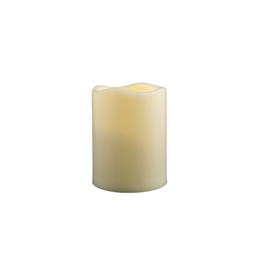 4" Ivory Flameless Indoor Outdoor Pillar Candle - Homeroots - Flyclothing LLC