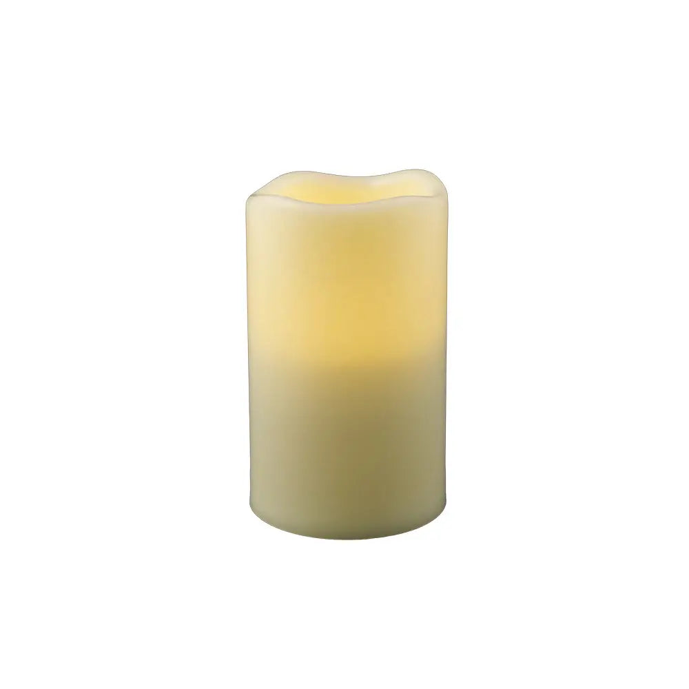 5" Ivory Flameless Indoor Outdoor Pillar Candle - Homeroots - Flyclothing LLC