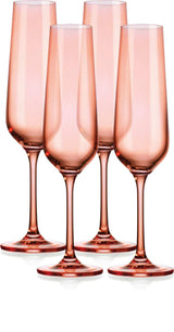 Set of Four Translucent Blush Champagne Flutes - Homeroots - Flyclothing LLC