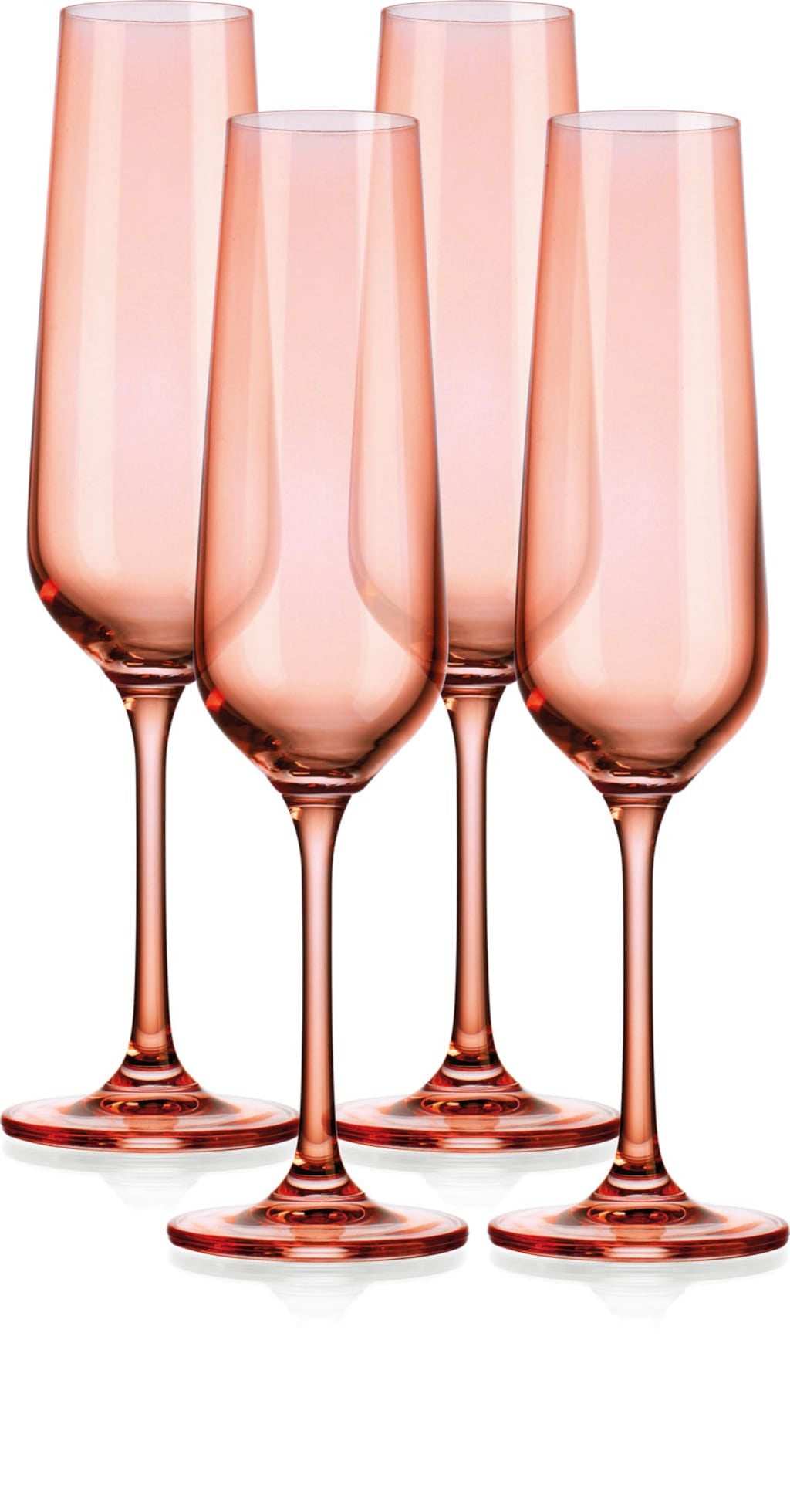 Set of Four Translucent Blush Champagne Flutes - Homeroots - Flyclothing LLC