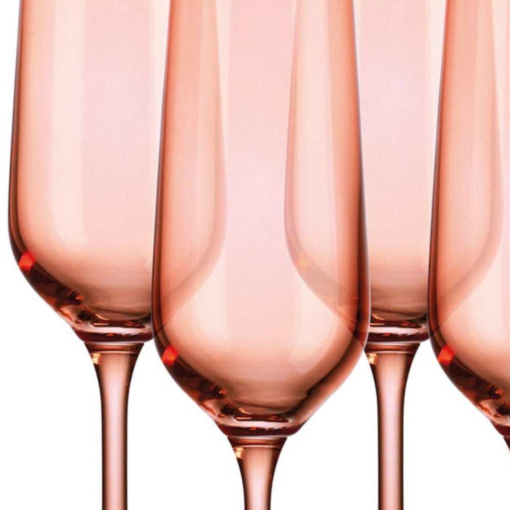 Set of Four Translucent Blush Champagne Flutes - Homeroots - Flyclothing LLC