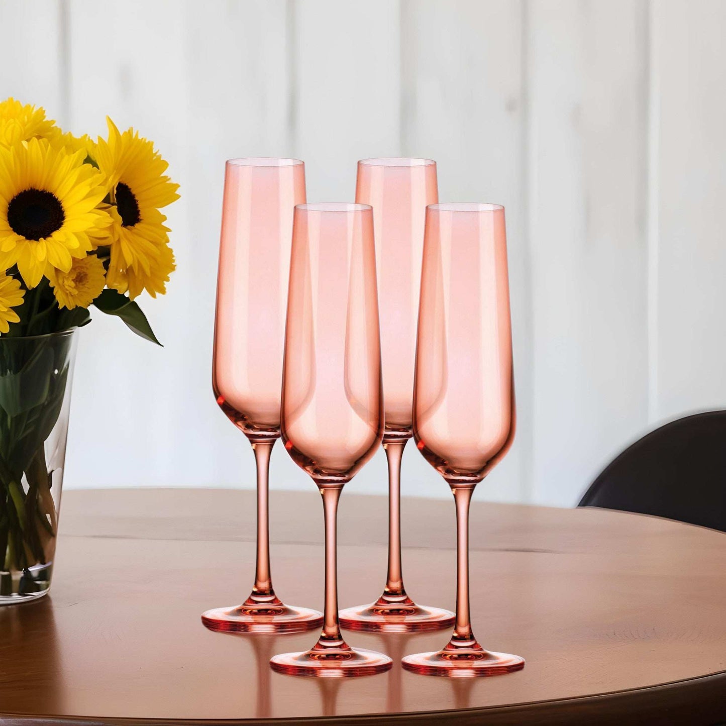 Set of Four Translucent Blush Champagne Flutes - Homeroots - Flyclothing LLC
