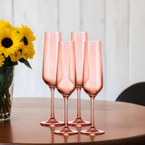 Set of Four Translucent Blush Champagne Flutes - Homeroots - Flyclothing LLC