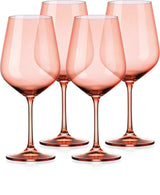 Set of Four Translucent Blush coral Large Wine Glasses - Homeroots - Flyclothing LLC