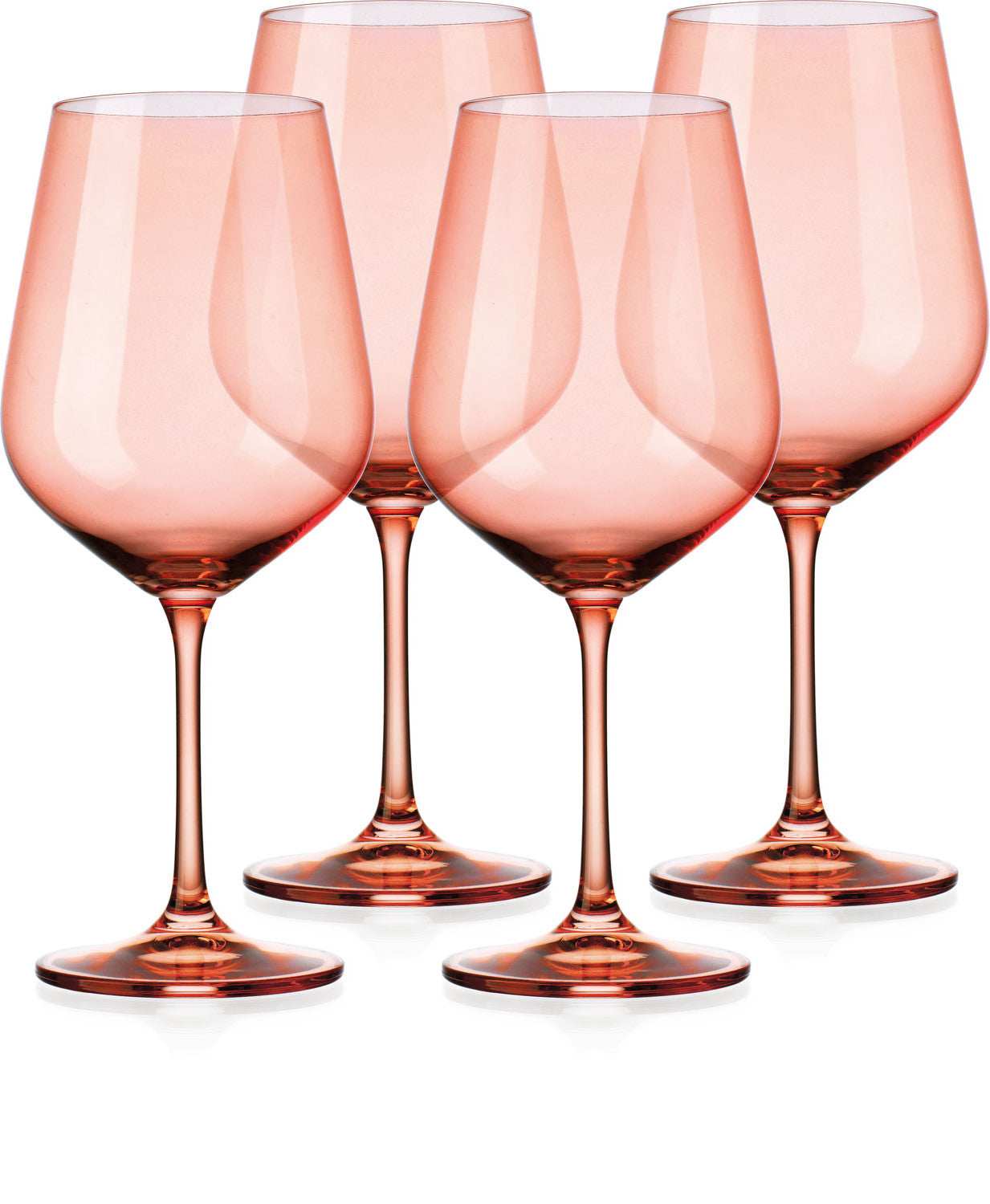 Set of Four Translucent Blush coral Large Wine Glasses - Homeroots - Flyclothing LLC