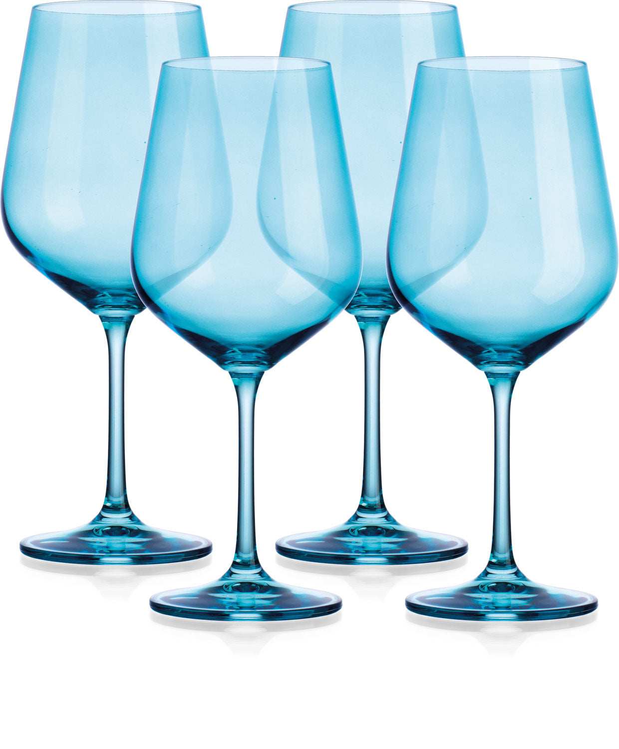 Set of Four Translucent Aqua Blue Large Wine Glasses - Homeroots - Flyclothing LLC