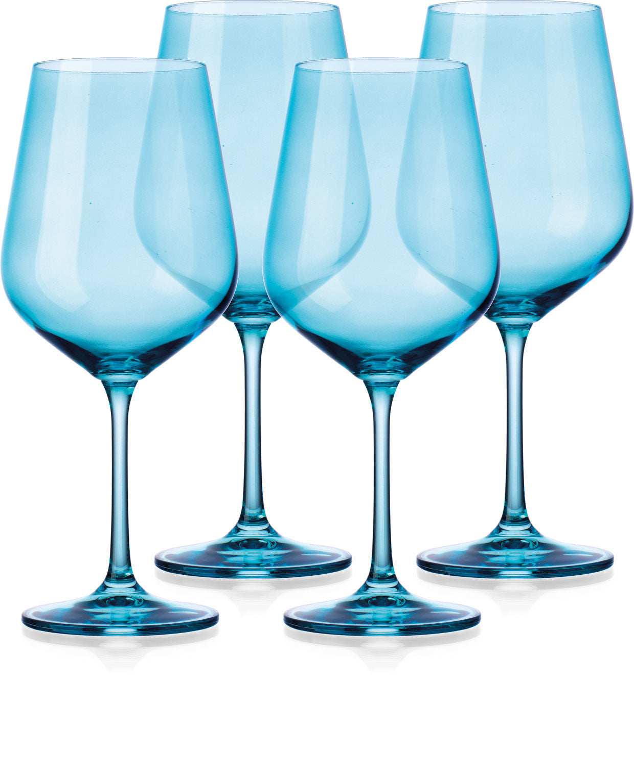 Set of Four Translucent Aqua Blue Large Wine Glasses - Homeroots - Flyclothing LLC