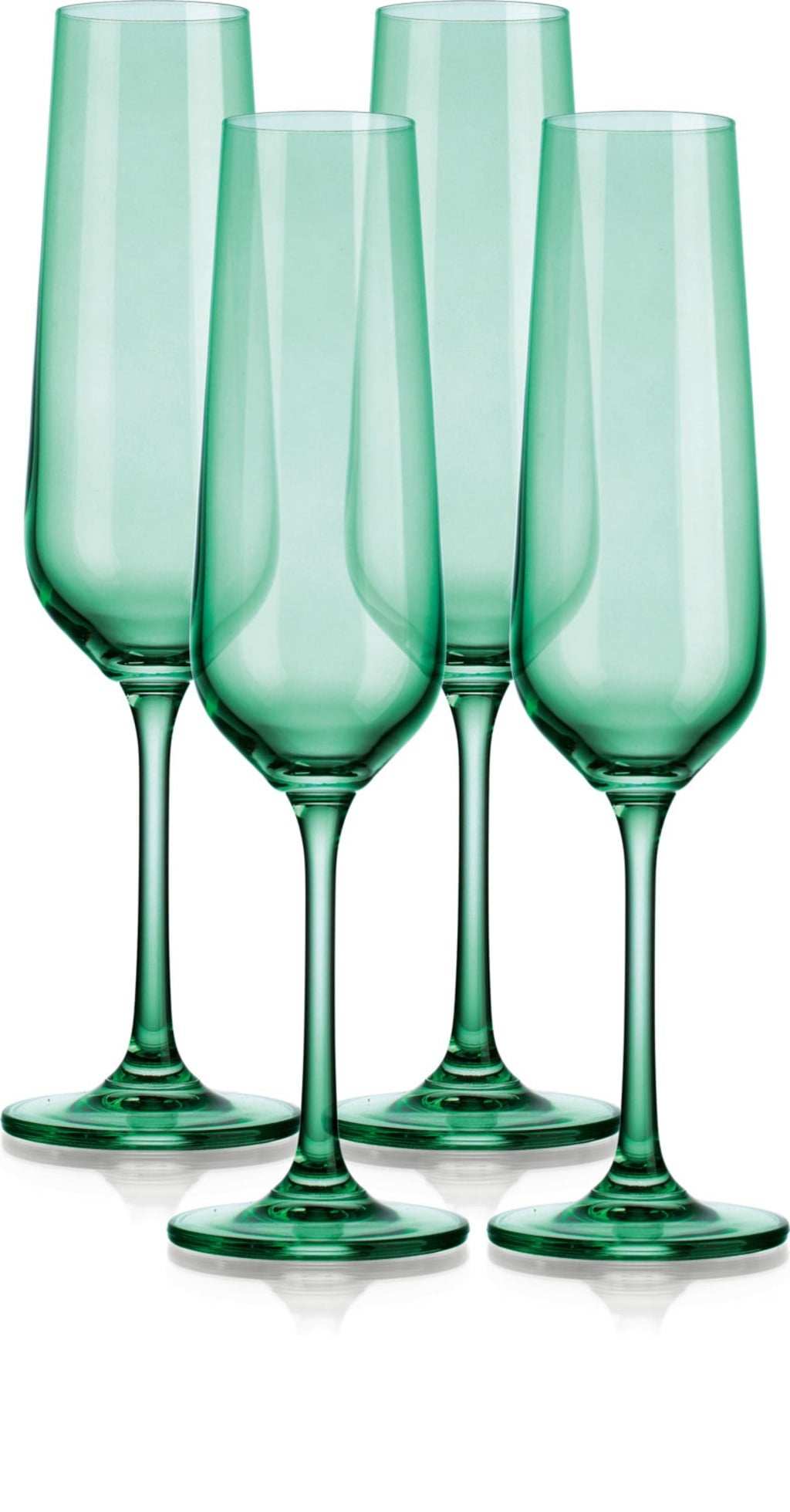 Set of Four Translucent Pale Green Champagne Flutes - Homeroots - Flyclothing LLC