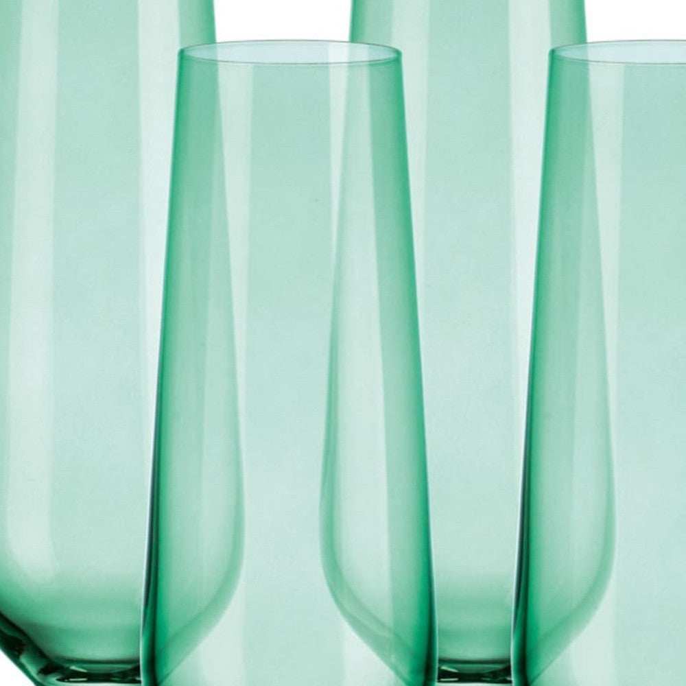 Set of Four Translucent Pale Green Champagne Flutes - Homeroots - Flyclothing LLC