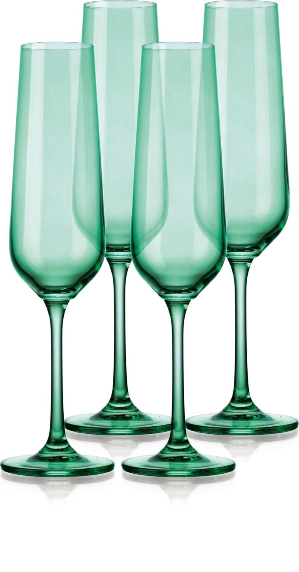 Set of Four Translucent Pale Green Champagne Flutes - Homeroots - Flyclothing LLC