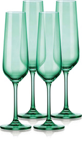 Set of Four Translucent Pale Green Champagne Flutes - Homeroots - Flyclothing LLC