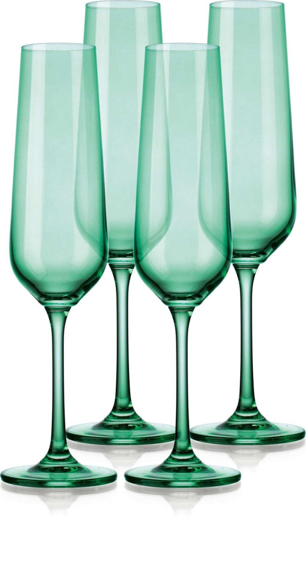 Set of Four Translucent Pale Green Champagne Flutes - Homeroots - Flyclothing LLC