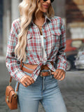 Plaid Button-Down Oversized Shirt - Trendsi - Flyclothing LLC