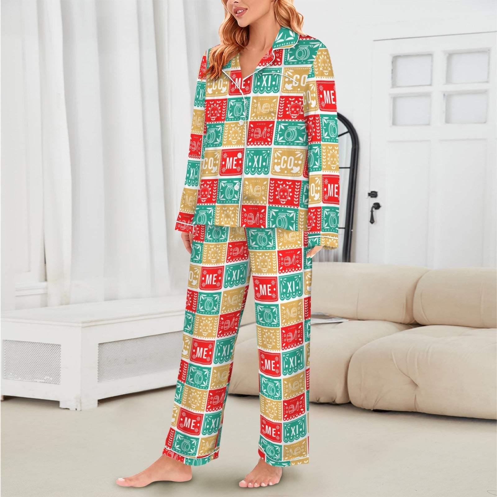 Baha Ranch Colores De Mexico Picado Womens Satin Pajamas